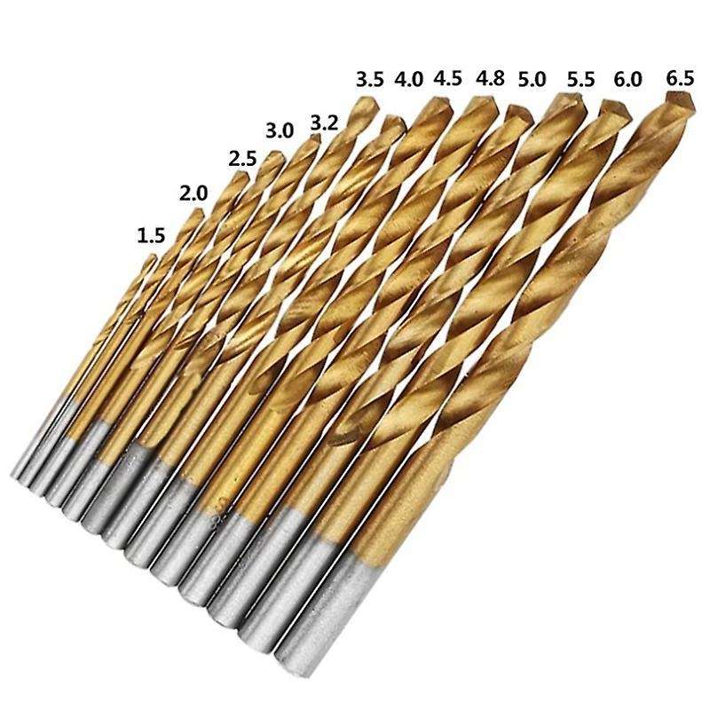 13pc 1.5-6.5mm Round Shank Twist Drill Bit Set