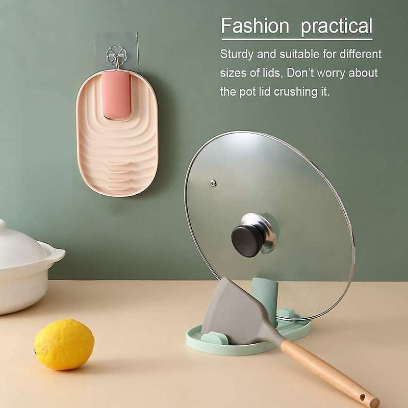 2pcs Foldable Lid and Spoon Rest with Drip Pad,spoon Holder (white)