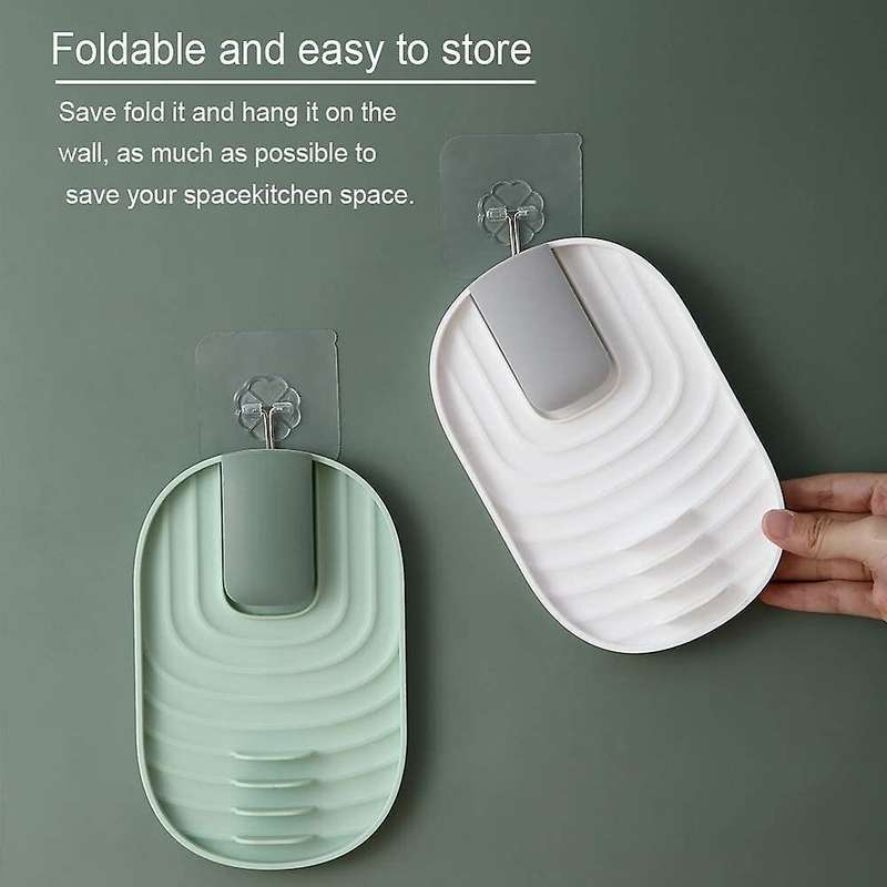 2pcs Foldable Lid and Spoon Rest with Drip Pad,spoon Holder (white)