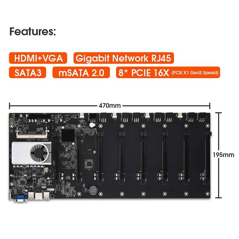 Motherboard 8 Gpu Bitcoin Etherum Mining Support 1066/1333/1600mhz