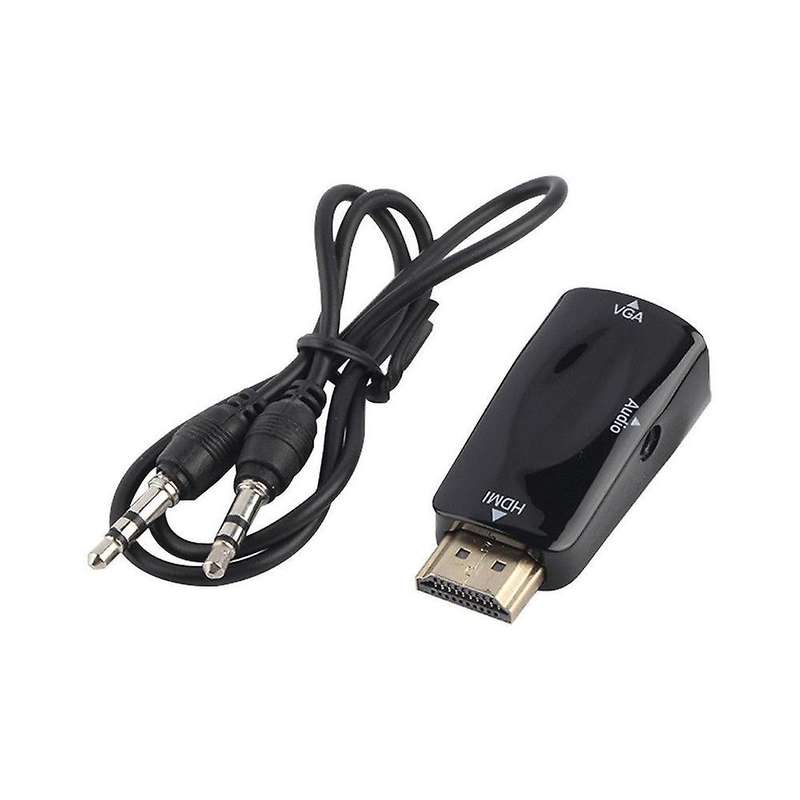 1080p Hdmi Male to Vga Female Adapter 3.5mm Audio Output Cable Black