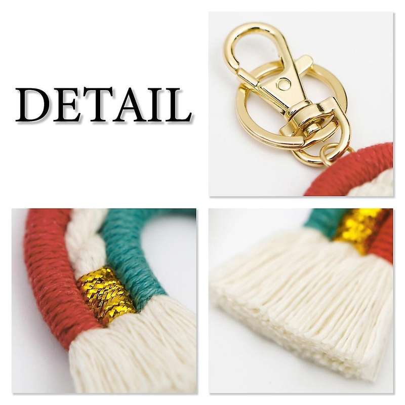 Macrame Rainbow Keychain, Handwoven Keyring, Boho Colourful, D