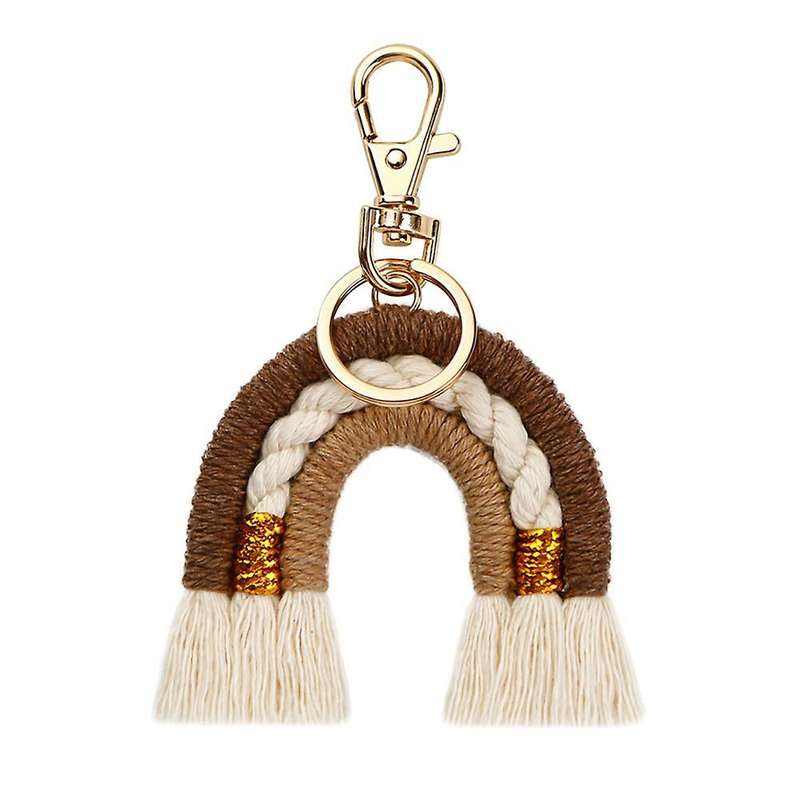 Macrame Rainbow Keychain, Handwoven Keyring, Boho Colourful, D
