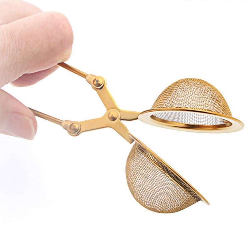 2pcs Snap Ball Tea Strainer with Handle for Loose Tea, Gold & Silver