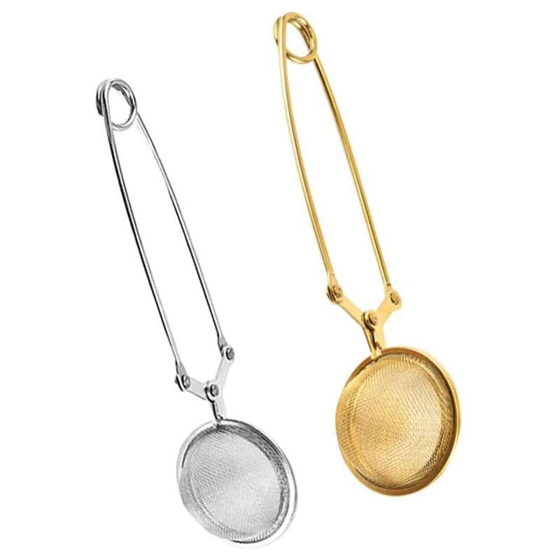 2pcs Snap Ball Tea Strainer with Handle for Loose Tea, Gold & Silver