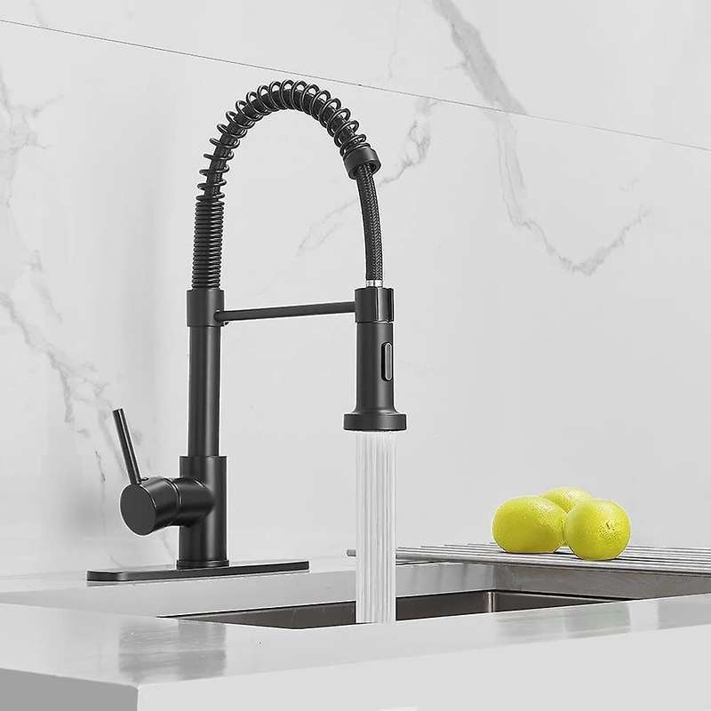 Modern Kitchen Faucet Pull-down Sprayer Kitchen Sink Faucet, Black