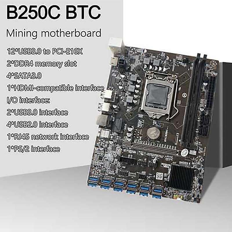 Motherboard with Cpu Thermal Grease 12 Usb to Pci-e Graphics Card