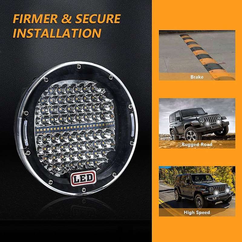 7 Inch 300w Offroad Led Work Light Bar White+amber, Round Spotlight