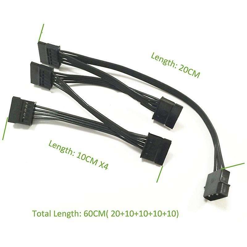 4pin Ide 1 to 5 Sata 15pin Hard Drive Cable for Diy Pc Sever 18awg