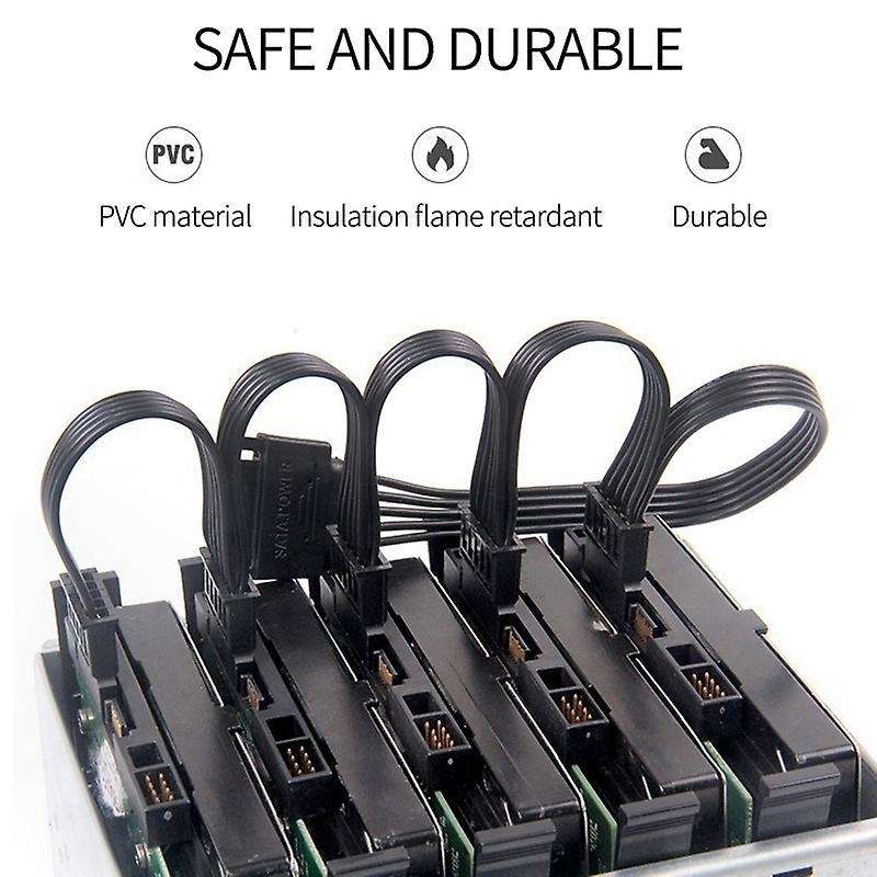 4pin Ide 1 to 5 Sata 15pin Hard Drive Cable for Diy Pc Sever 18awg