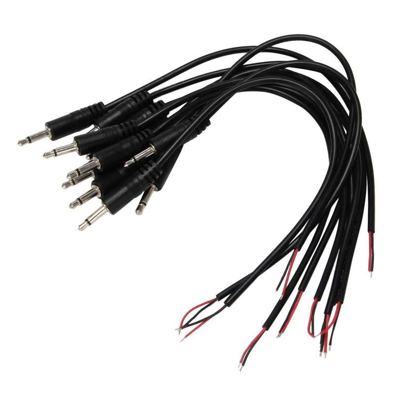 10pcs Male Plug to Bare End Ts 2 Pole Mono 1/8inch 3.5mm Jack Cable