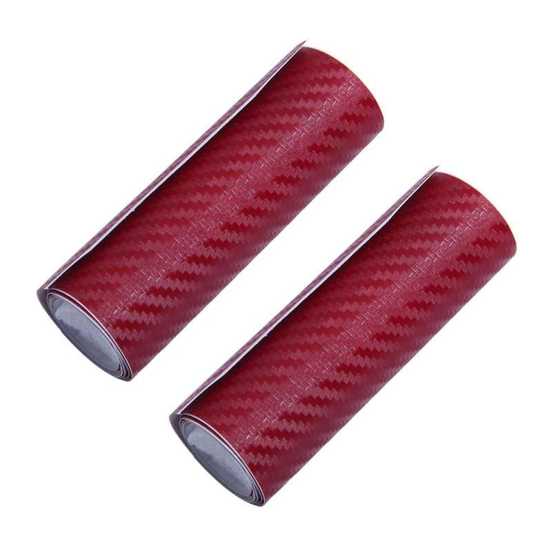 2x Car Diy 3d Carbon Fiber Vinyl Roll Film Sticker 70x10cm Wine Red