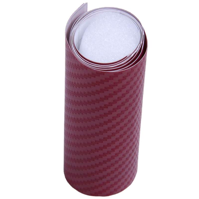 2x Car Diy 3d Carbon Fiber Vinyl Roll Film Sticker 70x10cm Wine Red