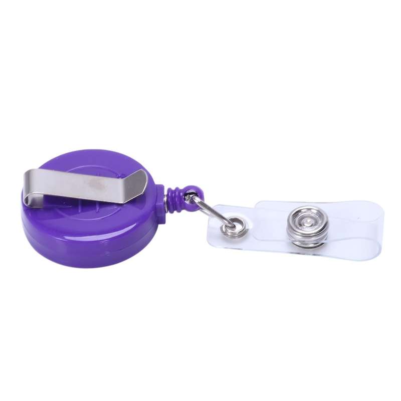 1 Pcs Porte Badge Enrouleur Clip Bouton Pression Id Carte Cle Violet