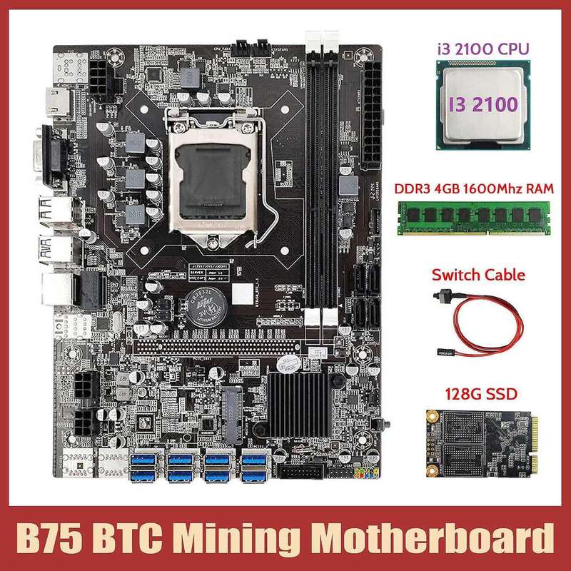 Motherboard+i3 2100 Cpu+ddr3 4gb 1600mhz Ram+msata Ssd+switch Cable