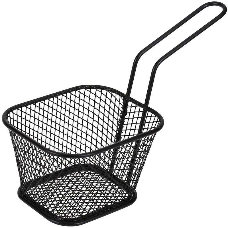 1pcs Mini Square Fry French Fries Mesh Fryer Serving Basket Black