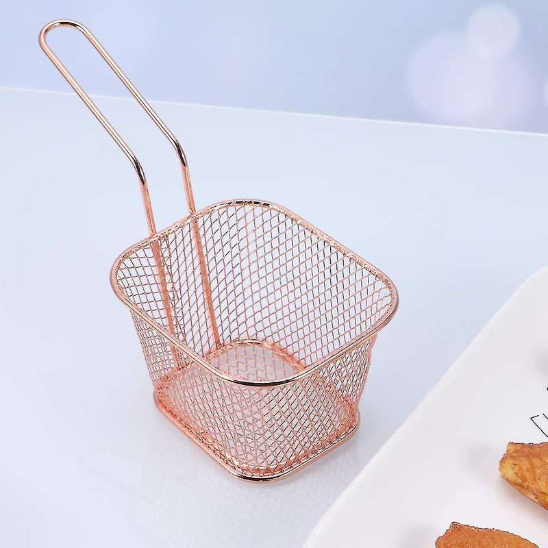 1pcs Mini Square Fry French Fries Mesh Fryer Serving Basket Black