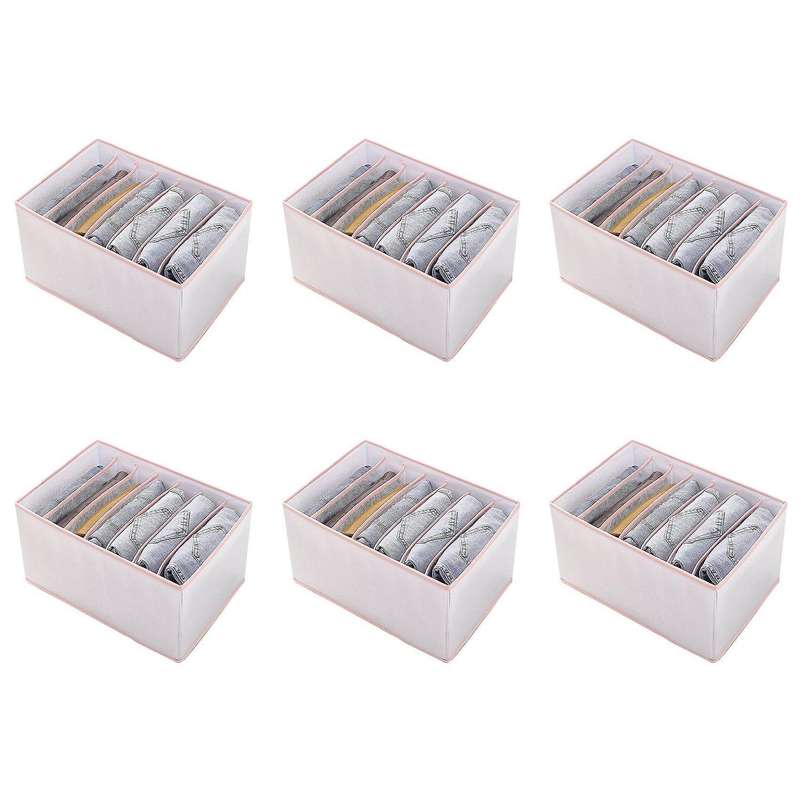 Pp Wardrobe Clothes Organizer Jeans Compartment Storage Box, Pink, L
