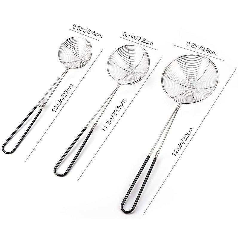 3-piece Set Of Round Hot Pot Spider Skimming Spoon Set, Mesh Spoon