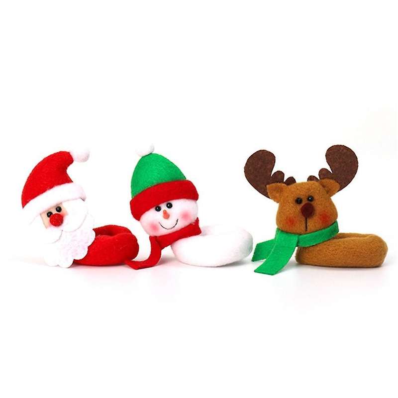 Christmas Santa Claus Snowman Elk Wine Glass Rings Xmas Decorations