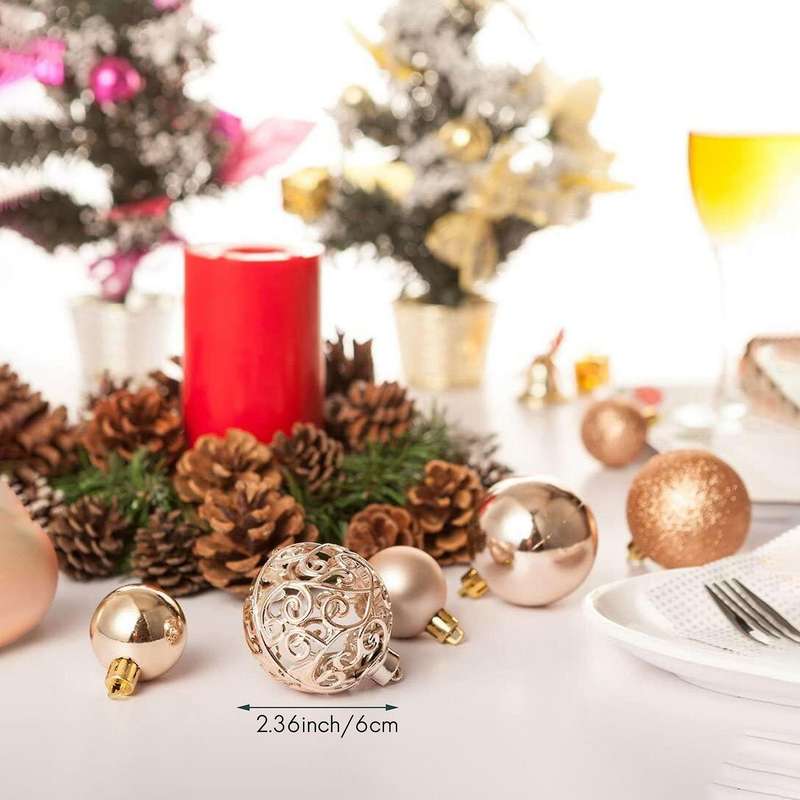 6pcs Christmas Tree Decoration Ball, Hollow Ball,champagne Color