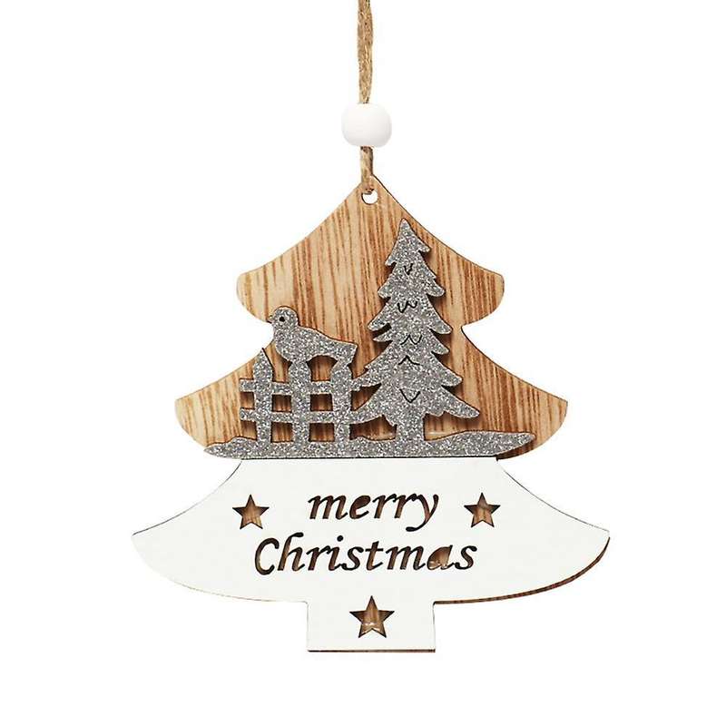 Christmas Pendant, Wooden Christmas Tree Pattern Hanging Ornaments