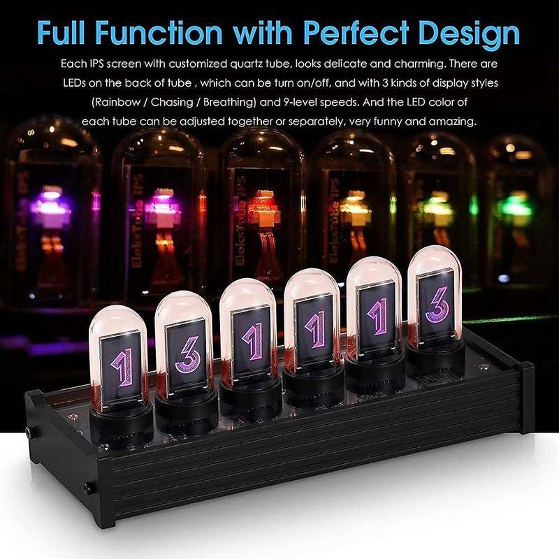 Ips Nixie Tube Digital Clock Electronic Calendar 6-digit Lcd Time