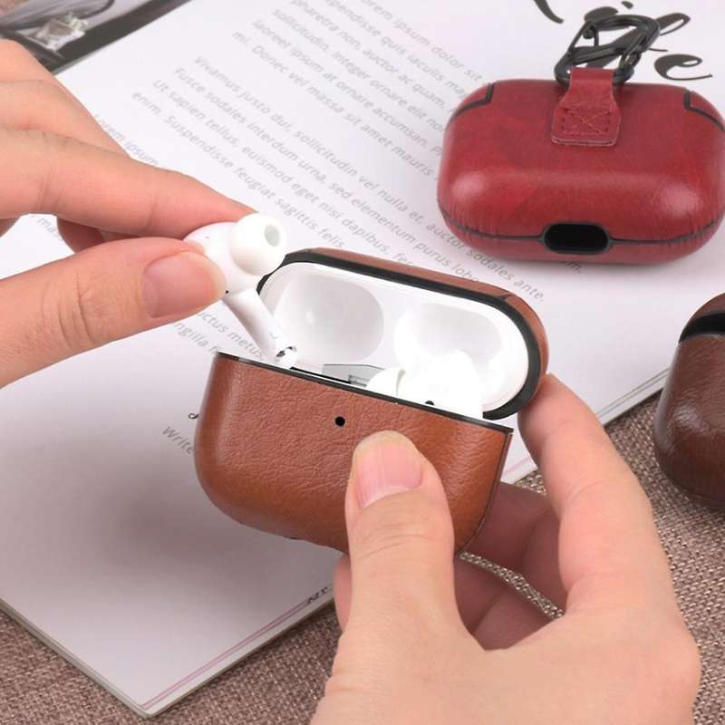 For Airpods Pro 3 Leather Protective Cover, Luxury Dark Brown