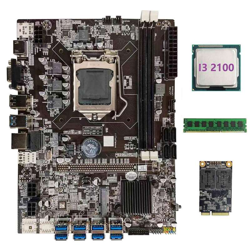 Btc B75 Motherboard+i3 2100 Cpu+ddr3 4gb 1600mhz Ram+128g Msata Ssd