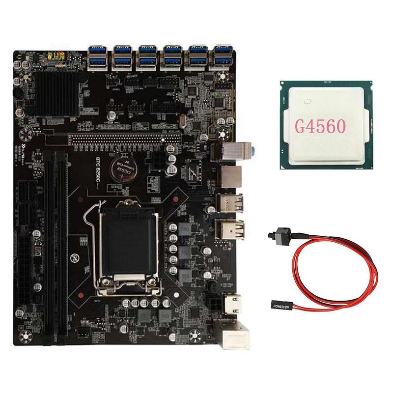 B250c Btc Mining Motherboard with G4560 Cpu+switch Cable Lga1151