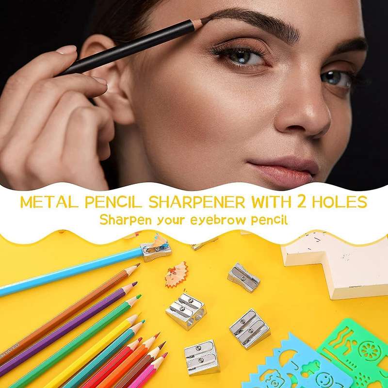 6 Pcs Metal Pencil Sharpeners, Single and Dual Hole Pencil Sharpeners