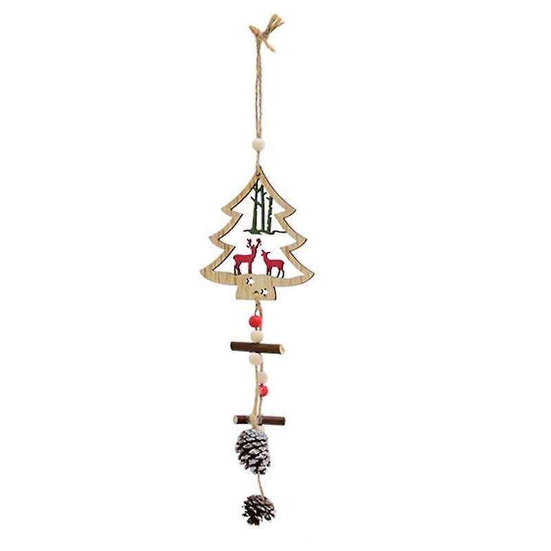 Christmas Ornament Wooden Hanging Pendants Xmas Tree Elk Christmas A