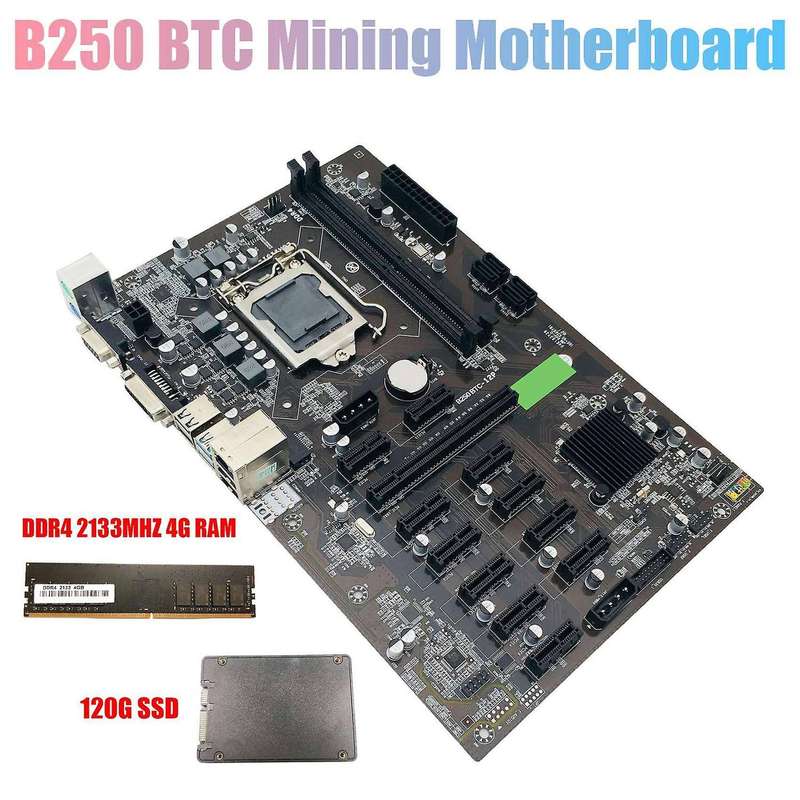B250 Btc Mining Motherboard with Sata 120g Ssd for Btc Miner