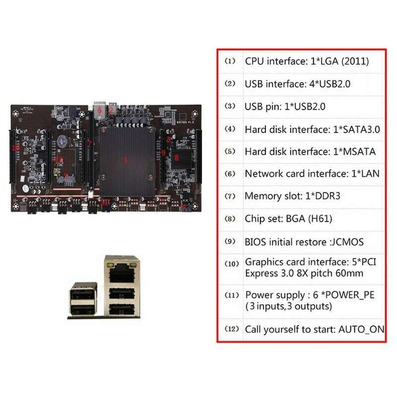 X79 H61 Btc Miner Motherboard 5x Pci-e 3080 with E5 2620 Cpu Recc