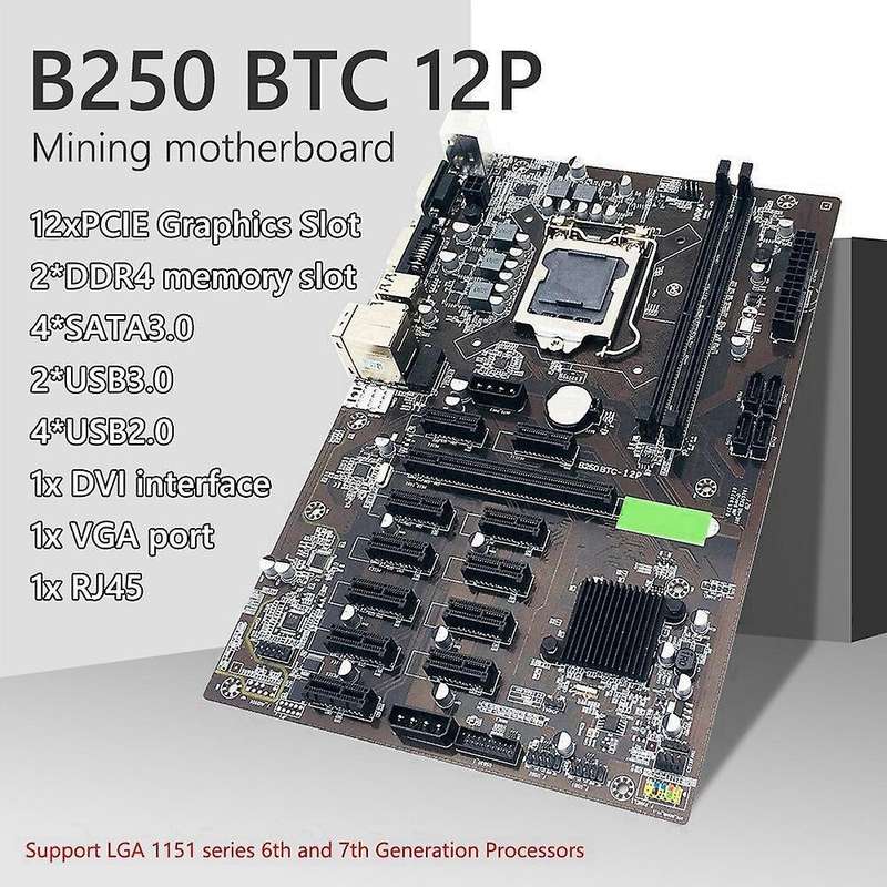 B250 Btc Motherboard with Sata 15pin to 6pin Power Cord for Miner