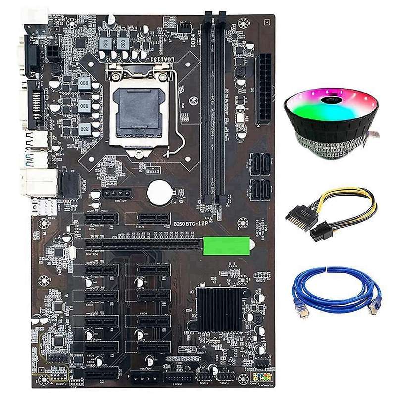 B250 Btc Motherboard with Sata 15pin to 6pin Power Cord for Miner