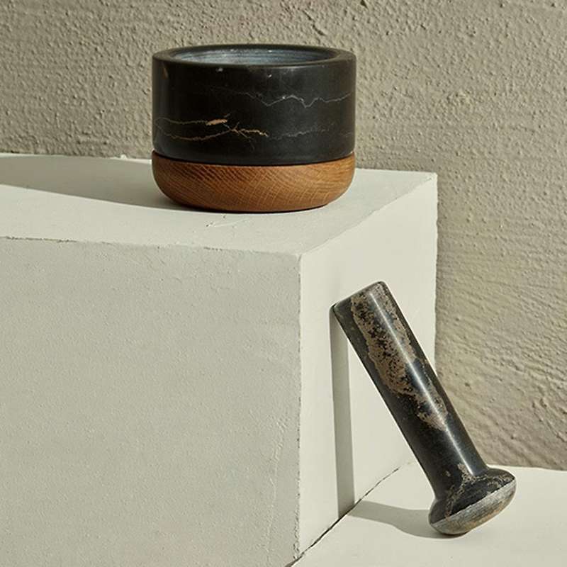 Marble Mortar Pestle Set Herb Cru-sher and Stone Grinder, for Kitchen