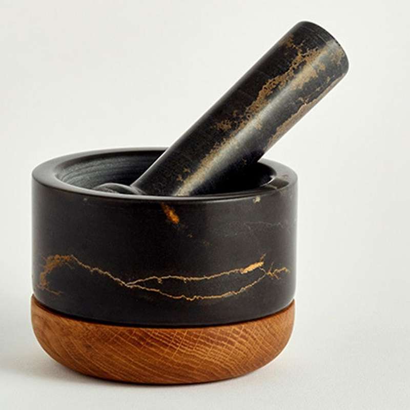 Marble Mortar Pestle Set Herb Cru-sher and Stone Grinder, for Kitchen