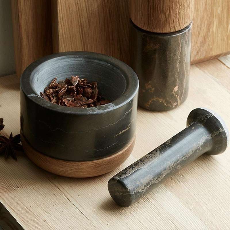 Marble Mortar Pestle Set Herb Cru-sher and Stone Grinder, for Kitchen