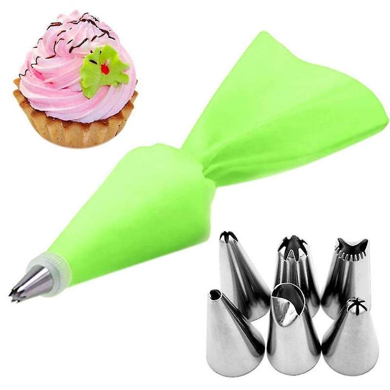 8pcs/set Pastry Bag Decorating Tools Reusable +6 Nozzle Set-c