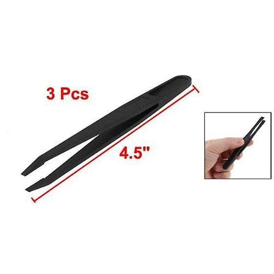 Silver Tone 5 Inch Length Metal Bent Tip Tweezers 4 Pcs