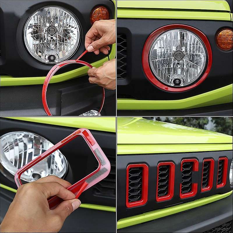 Car Front Light Lamp Cover Headlight Grille Decoration Cover,red