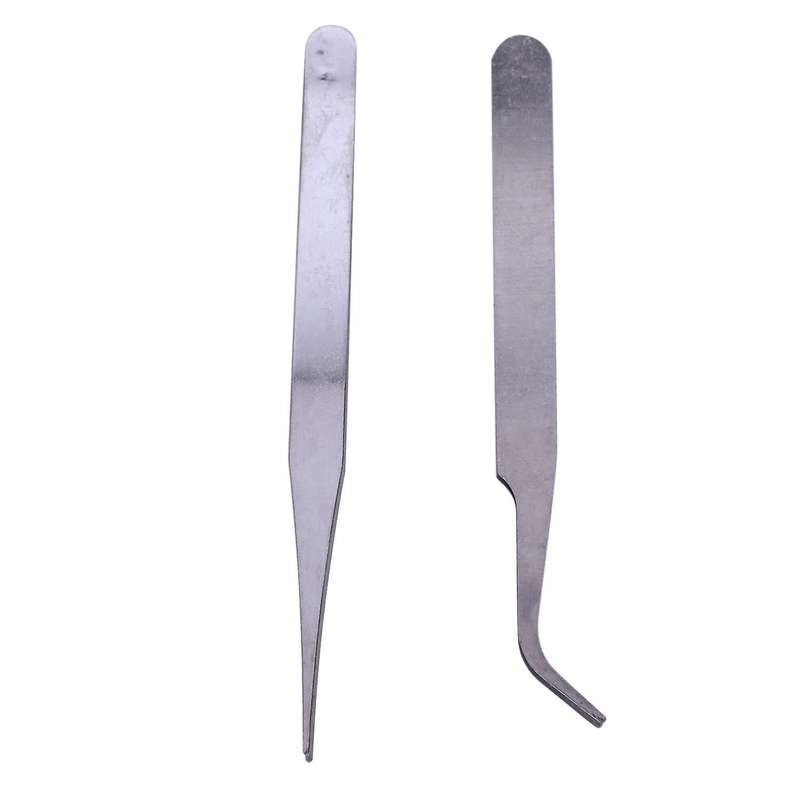 2 X Stainless Steel Nail Art Tweezer Tool Rhinestones Gems Eyelash Nail Art Acrylic Gel Picking Tool