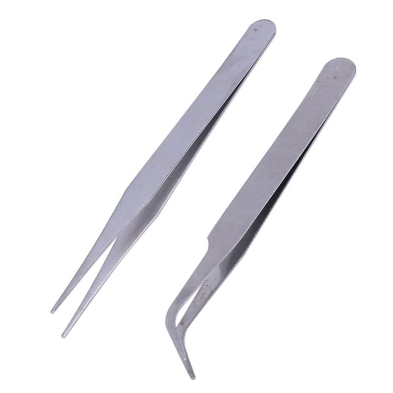 2 X Stainless Steel Nail Art Tweezer Tool Rhinestones Gems Eyelash Nail Art Acrylic Gel Picking Tool
