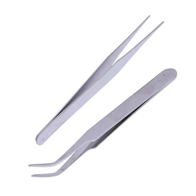 2 X Stainless Steel Nail Art Tweezer Tool Rhinestones Gems Eyelash Nail Art Acrylic Gel Picking Tool