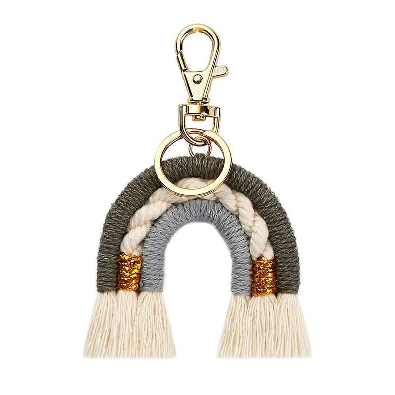 Macrame Rainbow Keychain, Handwoven Keyring, Boho Colourful, C