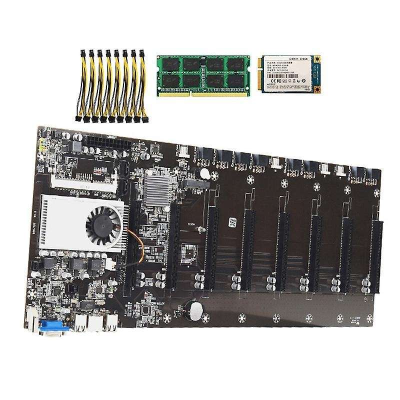 Miner Motherboard Btc-t37 with Cpu Group 8 Gpu Slot Power Cord Ddr3