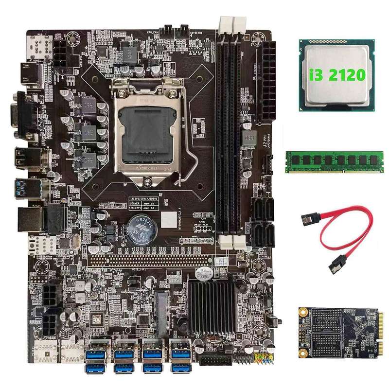 B75 Motherboard+i3 2120 Cpu+ddr3 4gb Ram+128g Msata Ssd+sata Cable