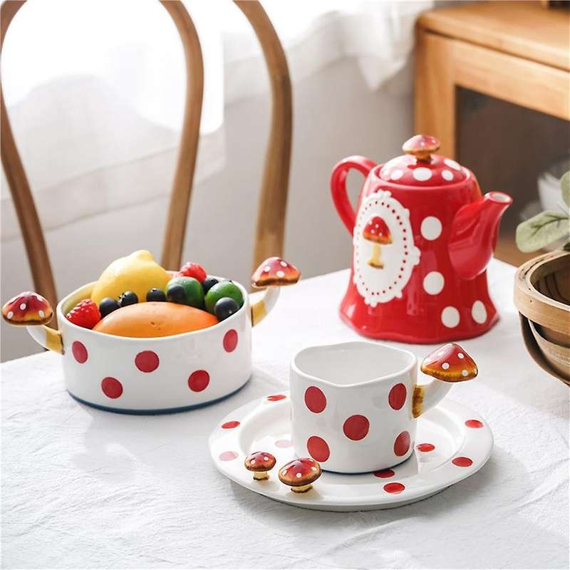 Hand Painted Mushroom Mug Ceramic Coffee Milk Mug Cup Cuteteapot