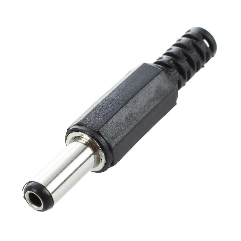 20 Pcs Black 2.5mm X 5.5mm Dc Power Male Plug Jack Adapter